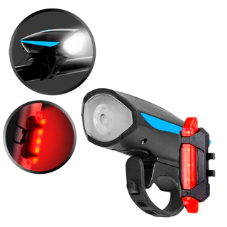 Farol Bike Recarregavel Com Buzina Mais Lanterna Traseira