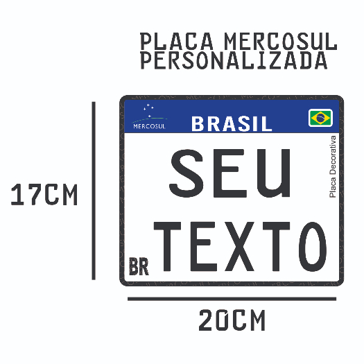Placa Decorativa Mercosul Moto Personalizada em Ps 2mm