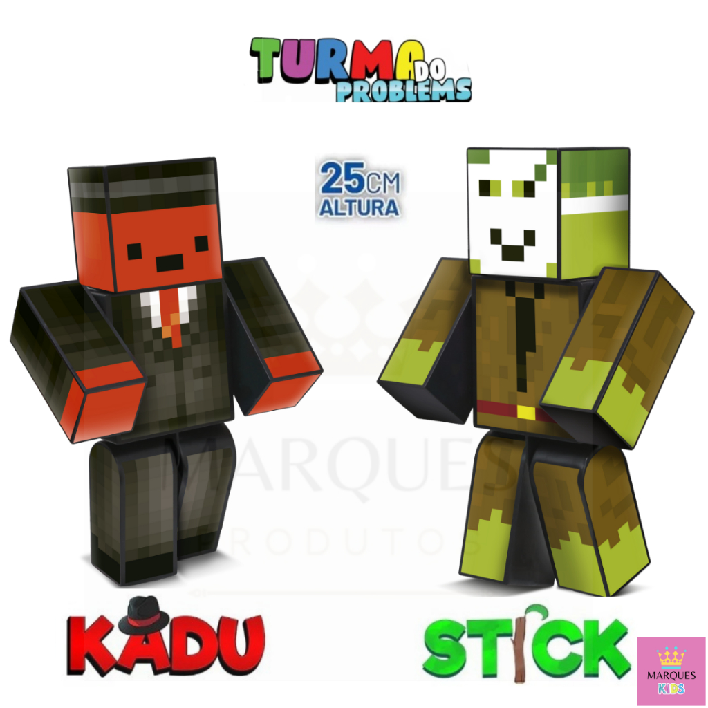 Boneco Stick Turma do Problems - Pequeno - 25cm - Minecraft - Algazarra