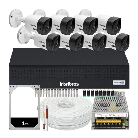 Kit Intelbras 8 Câmeras Vhc 1120 20m Dvr De 8 Canais Hd 1tb