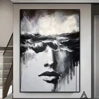 Quadro Decorativo Moderno abstrato Mente Mar Grande 60x40CM.Decore quarto,sala,escritório,Clínicas,hall,casa,pubs.