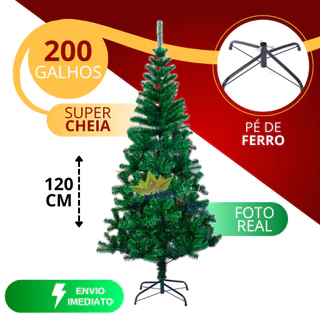 Árvore de Natal 120 cm 200 Galhos Super Cheia Grande Luxo Decoração de Natal 2023