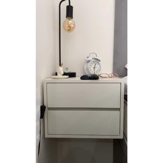 Mesa de Cabeceira com 2 Gavetas Branco, 100% mdf 50x30x30