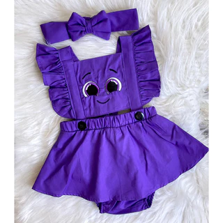 Jardineira Infantil Romper Saia BoloFofos Body Menina Bebê