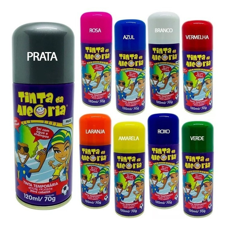 Tinta Spray Pinta Cabelo Da Alegria 120ml na Papelaria Art Nova