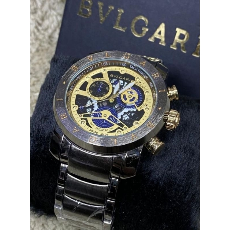 Relógio masculino PROVA D'AGUA luxo bulgari Bvlgari Skeleton prata ...