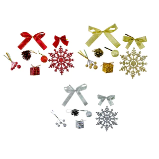 Kit mini pendentes 30 pçs para o Natal - Vermelho, Dourado e Prateado