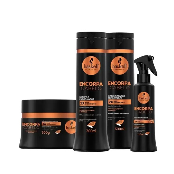 Kit Haskell Encorpa Shampoo 300ml , Condicionador 300ml , Mascara 300g e Fluido 120ml