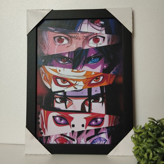 Naruto Quadro Decorativo com Moldura Anime Kakashi Akatsuki Sasuke