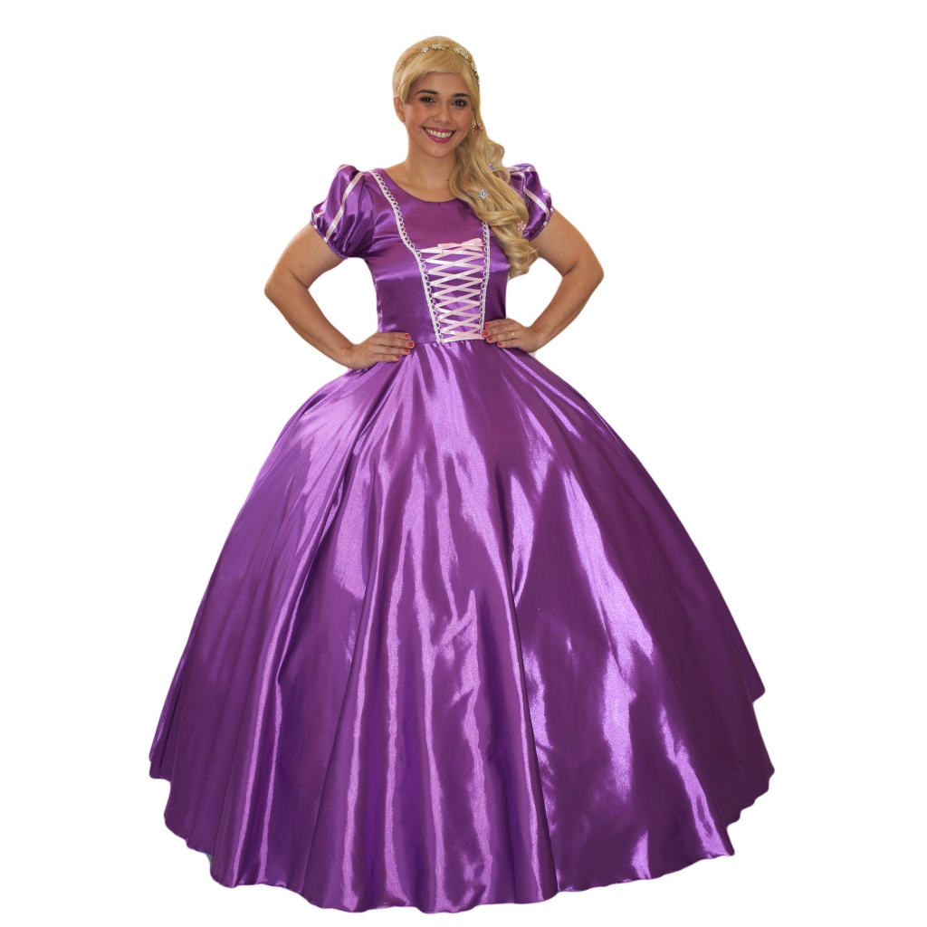 Roupa Da Rapunzel Adulto Fantasia Princesa Rapunzel De Luxo