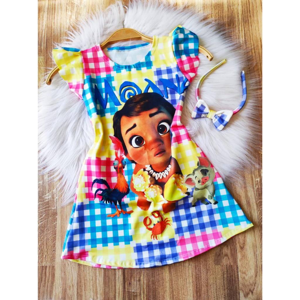 Vestido Moana Temático LAÇO BRINDE - Tamanho 02