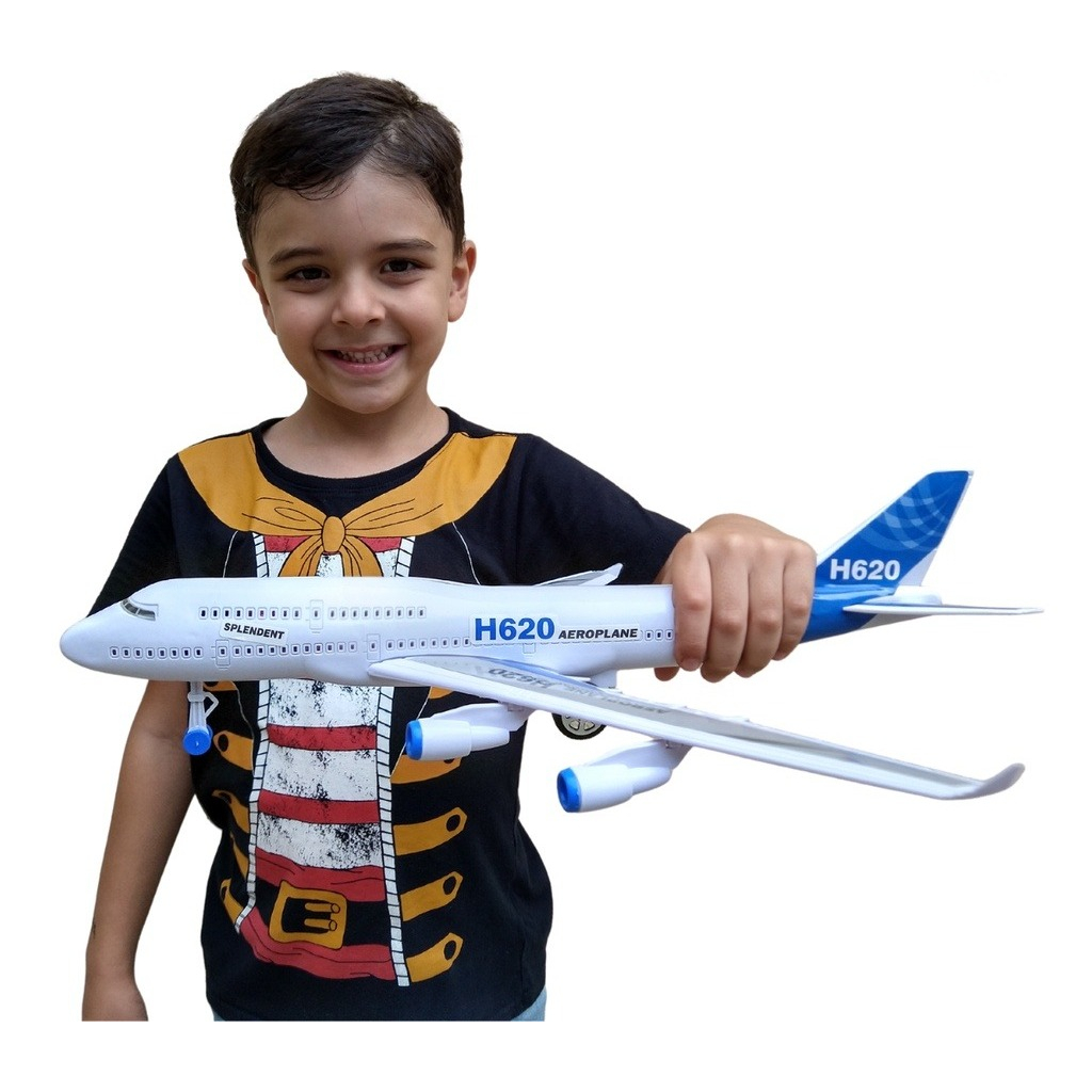 Avião de Brinquedo Grande Fricção Com Luz e Som Diversão Garantida