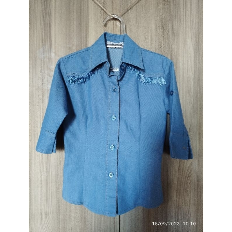 Camisa com franja tipo jeans menina n4 Shopee Brasil