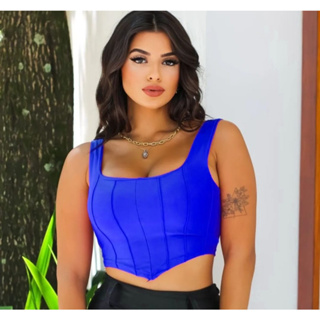 Cropped Corselet Feminino Corset Bico Top Blogueira