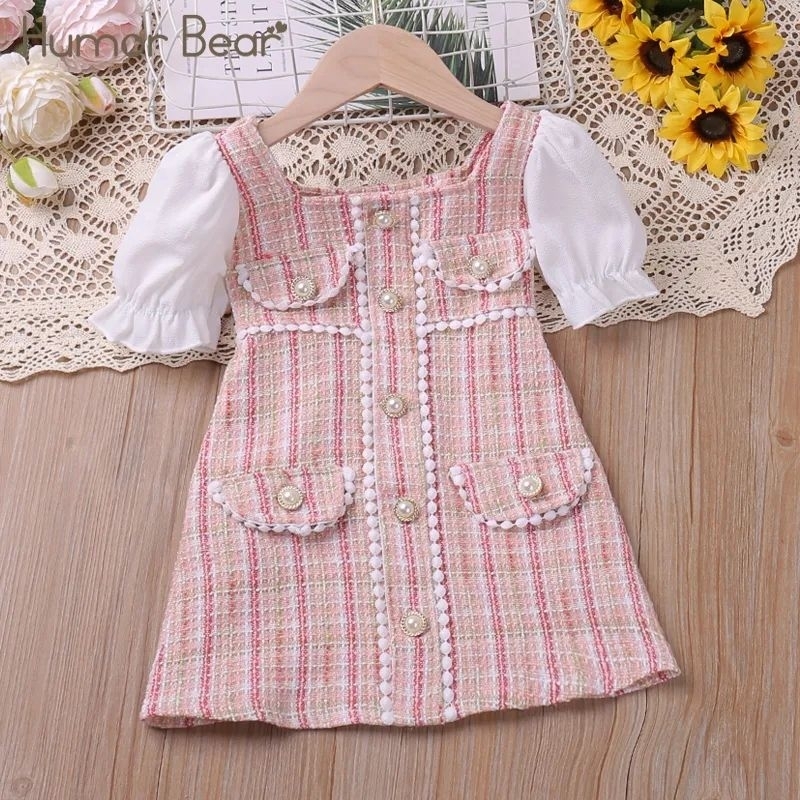 Vestido infantil rosa tweed elegante menina 2 a 5 anos | Shopee Brasil