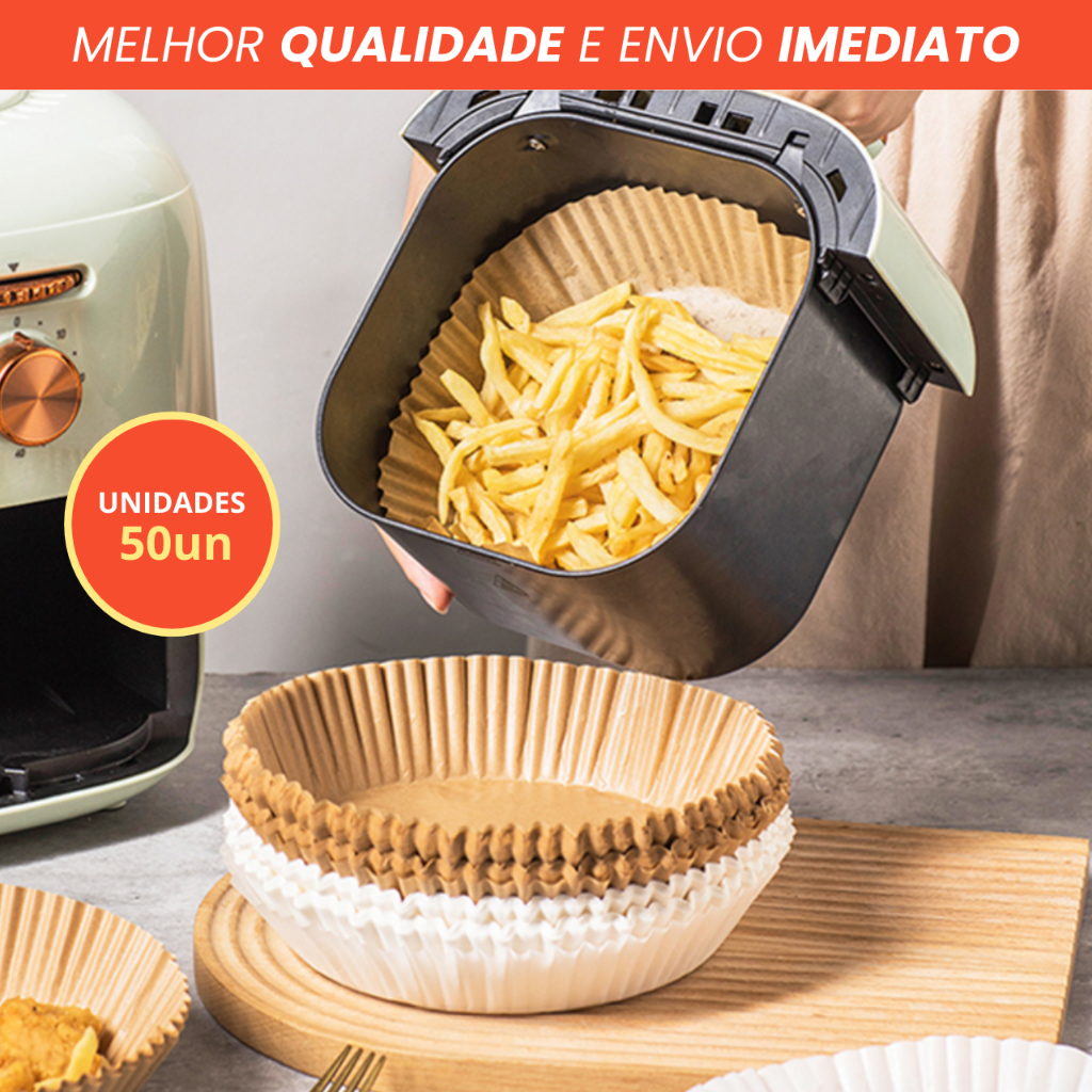 50x papeles redondos Air Fryer 16 cm