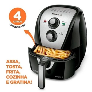 Fritadeira Sem Óleo Air Fryer 4L, Mondial, Preto/Inox, 1500W, 220V - AF