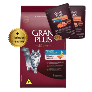 Gran plus Gatos Castrados Salmão E Arroz - 10kg + sache
