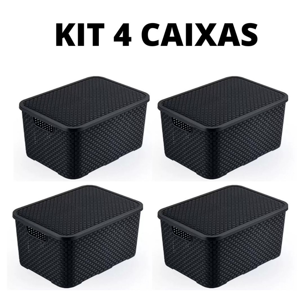 Set X 4 Canastos Organizadores Multiuso Plástico Cesto Caja