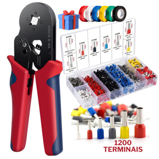 Alicate Crimpar Prensa Fio + Caixa Box Com 1200 Terminal Ilhos Tubular 0,25 Até 10mm²
