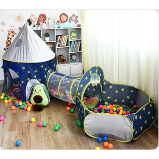 Tenda Toca Túnel Barraca 3x1 Playground Príncipe Com Cesta