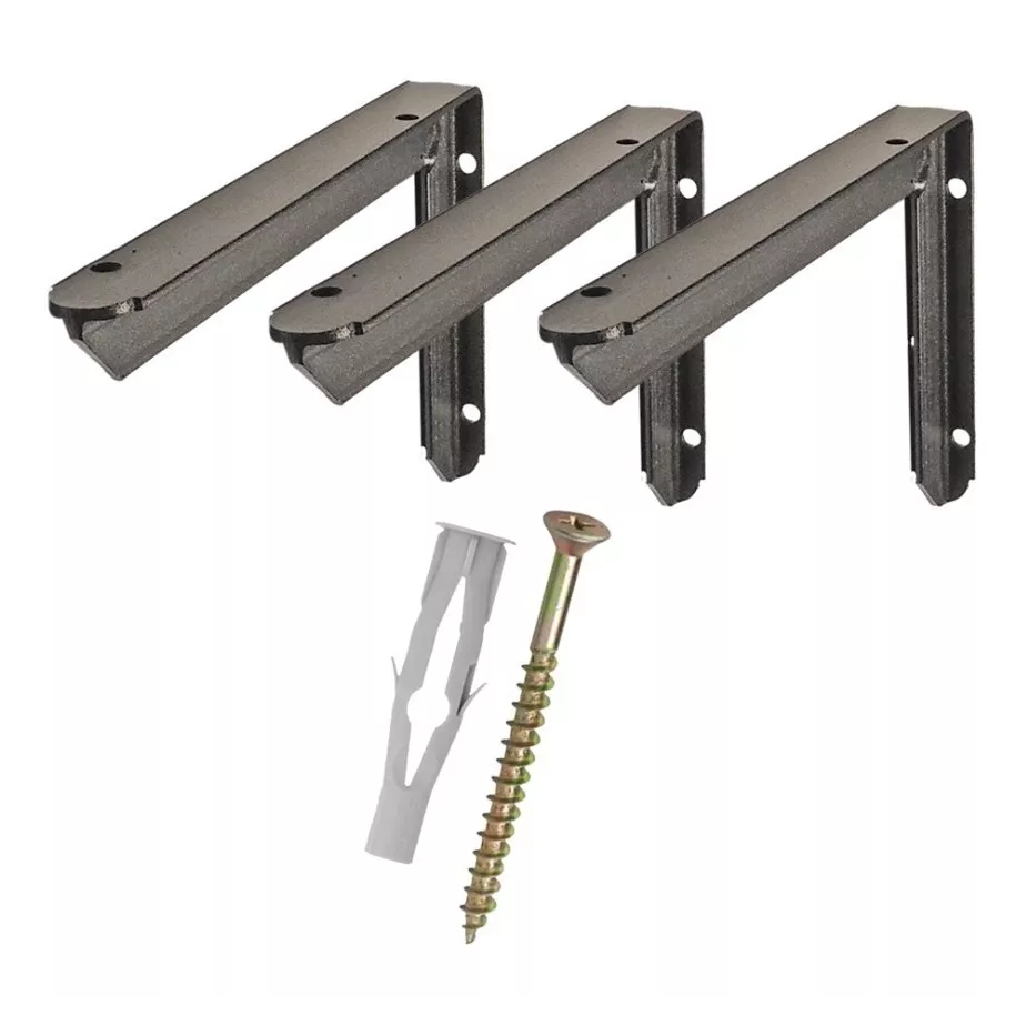 Kit 3 Suporte Mão Francesa Grapa Preto Suporta 240kg - 50cm
