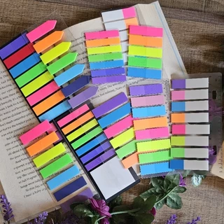Marcador adesivo colorido neon arco íris post it papelaria notas adesivas fluorescente marcador de página livro flags stick notes