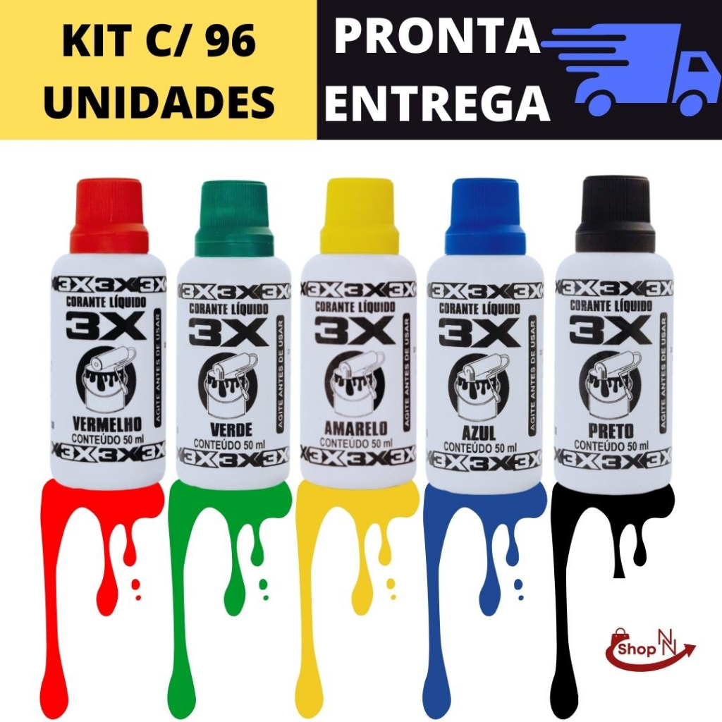 Corante Pigmento Liquido Xadrez Bisnaga 50ml - kit com 6un