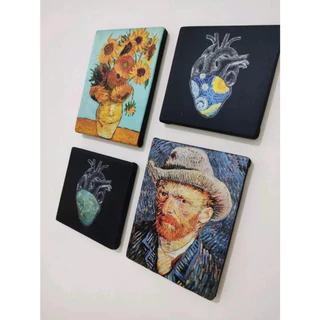 Kit quadro Van Gogh Noite estrelada releitura, girassóis, auto retrato e amendoeira em flor obras de artes em tela acetinada