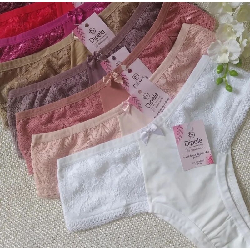 Kit 5 Calcinhas Tangão Lateral Renda De Microfibra Conforto Direto Da Fábrica Tanga Premium CT001