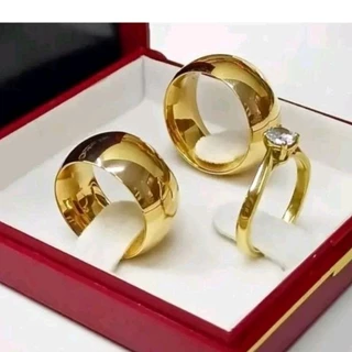 Par de alianças 8mm Casamento Noivado Compromisso Moedas antigas Banhado 18k Aço inoxidável