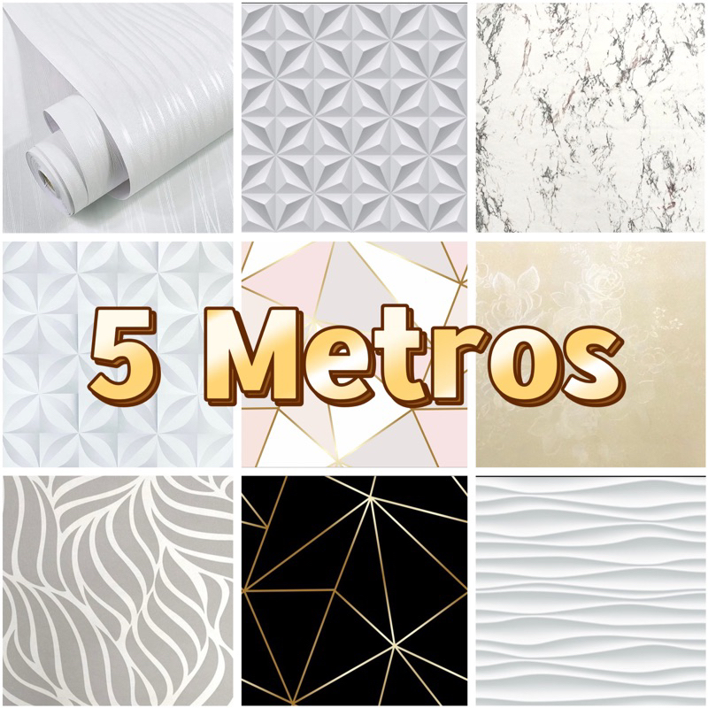 Papel de Parede Modelo 3D 5 METROS x 45CM Adesivo Autocolante para Sala, Quarto, Cozinha ou Banheiro