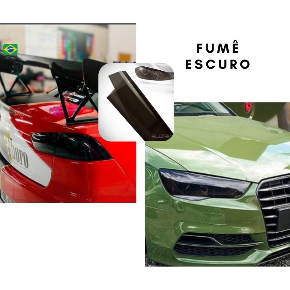 Película Adesiva Mascara Negra Brilho para Farol Lanterna Carro e Moto Alltak