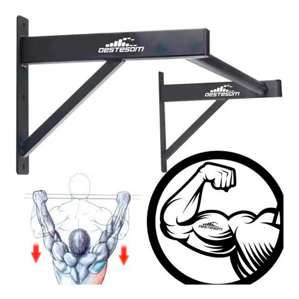 Barra Fixa De Parede P/ Treinar Musculação Crossfit Pull-up Abdominal Costas Bíceps Ombro e Peitoral CrossFit Calistenia