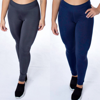 Kit com 2 Calça legging feminina básica cós alto academia fitness