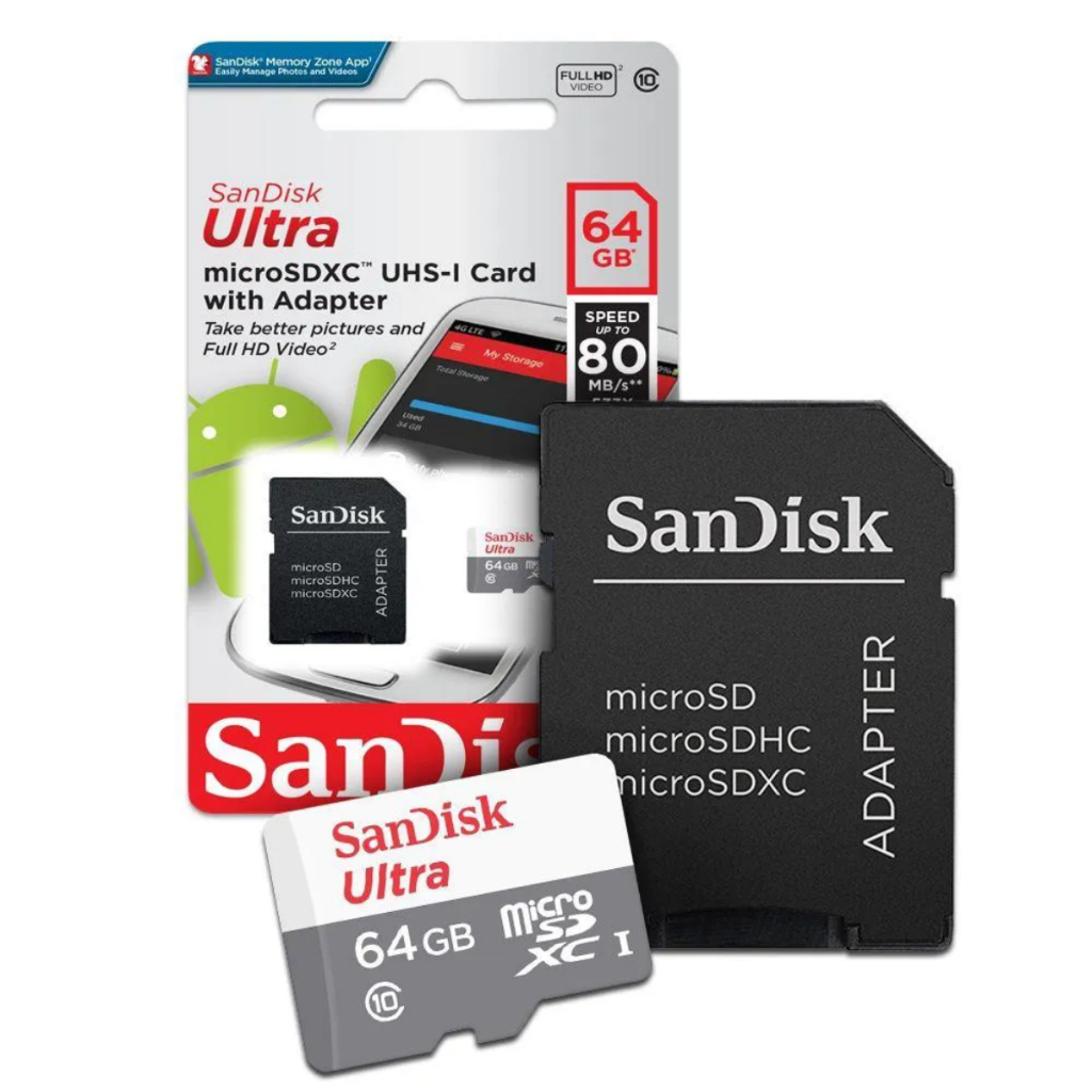 Carte SD micro SD Ultra 64 Go100MB/s C10 UHS U1 A1 Card+Adaptateur