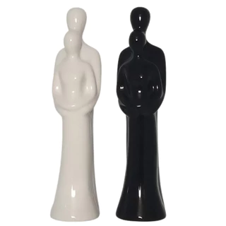 Enfeite para sala escritório quarto Casal Estatueta em porcelana Decoração