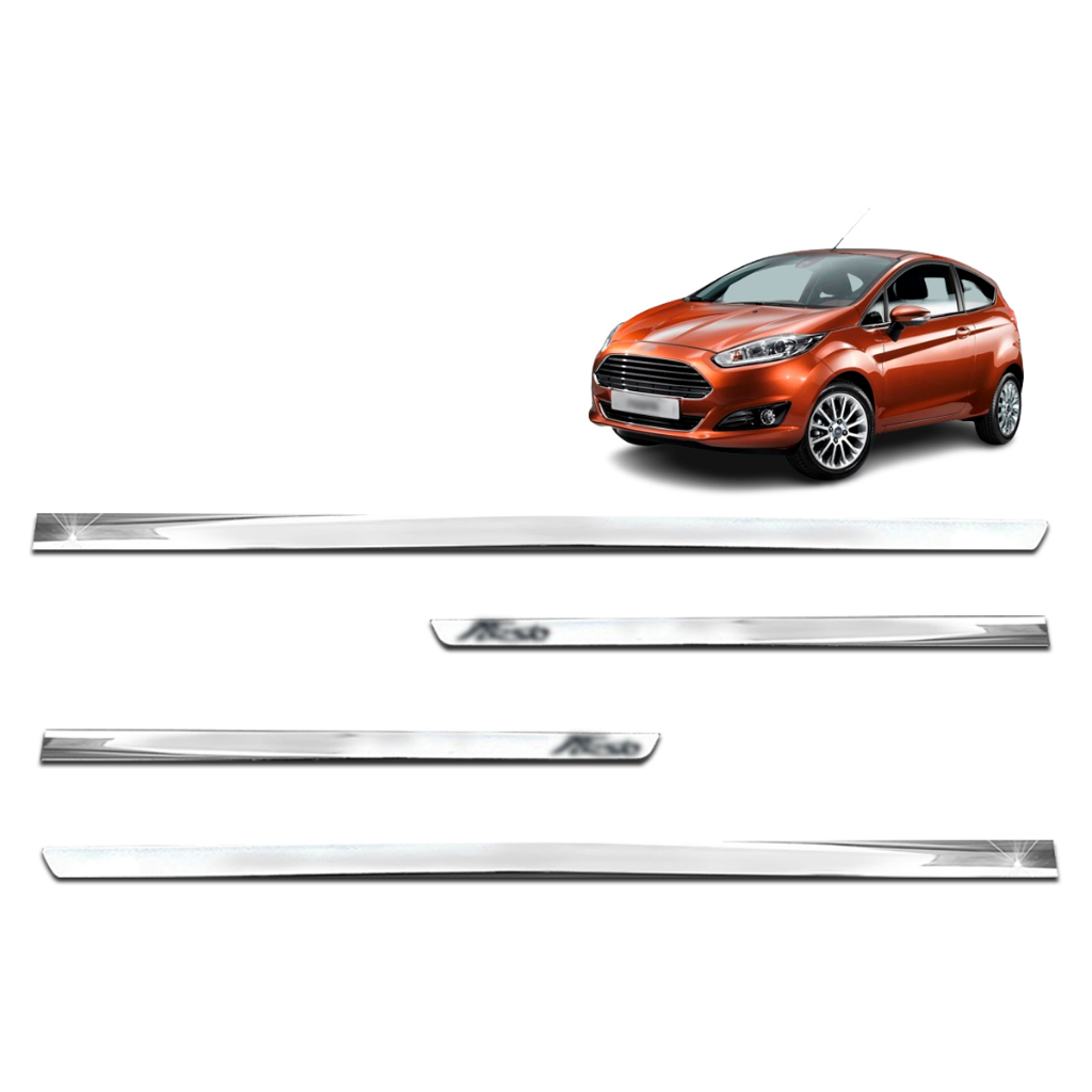 Aplique Friso Lateral Kit Cromado Slim Inferior Fiesta 2011 á 2019 4 ...