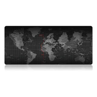 Mouse Pad Gamer Extra Grande 90x40 Mapa Mundi Preto - BORDA COSTURADA