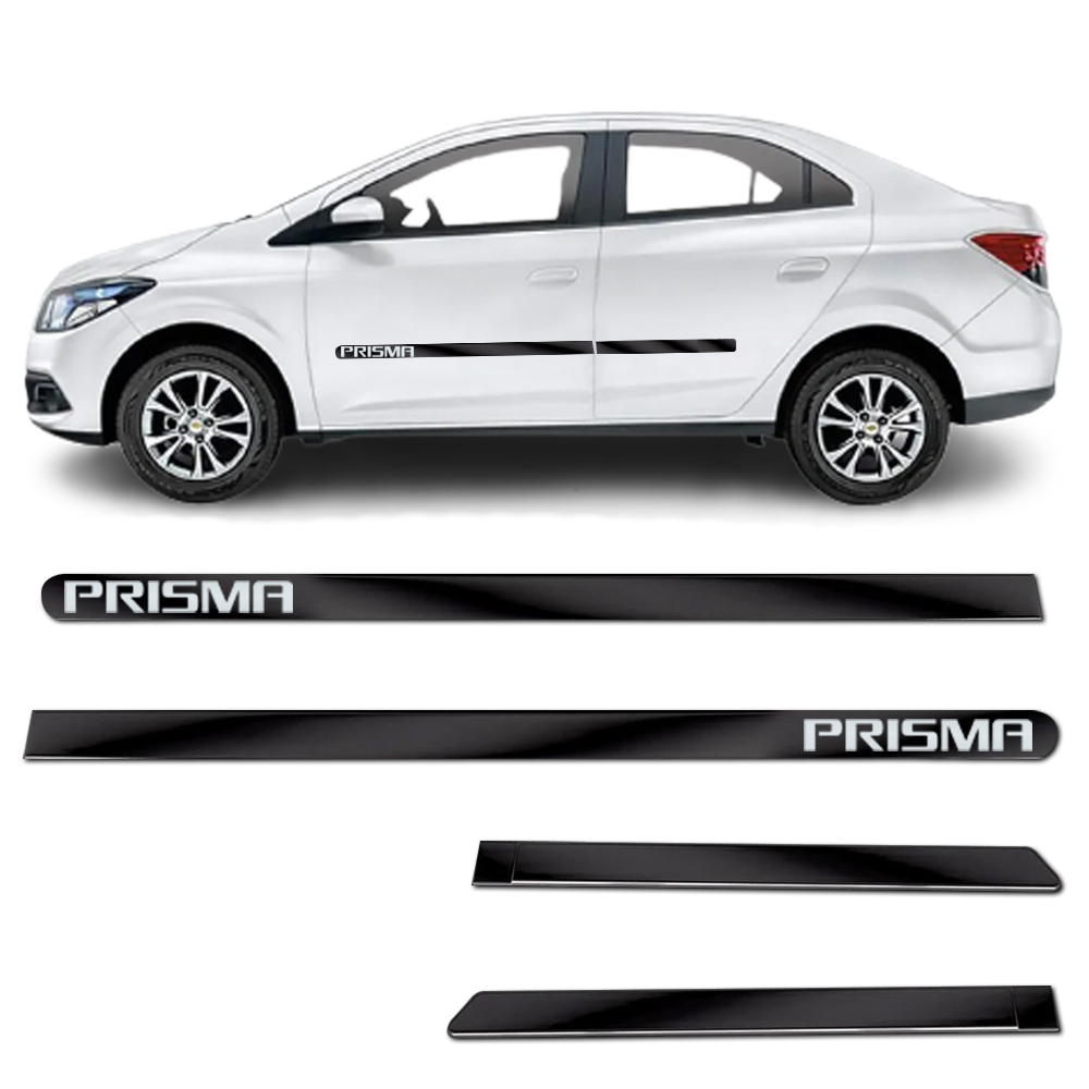 Aplique Friso Lateral Kit Preto Largo Prisma 2012 2013 2014 2015 2016 ...