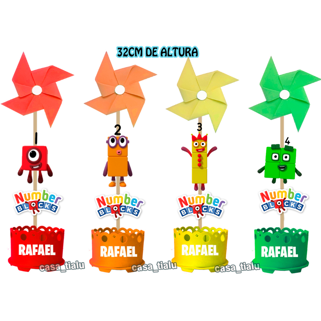 10 ENFEITES DE MESA NUMBER BLOCKS CENTRO DE MESA NUMBERBLOCKS | Shopee ...