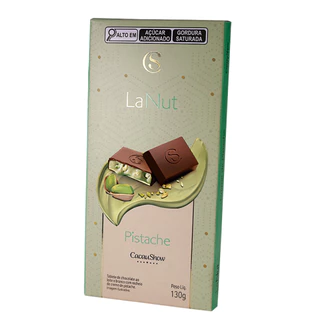 Barra De Chocolate Pistache Lanut Cacau Show Gourmet 130g