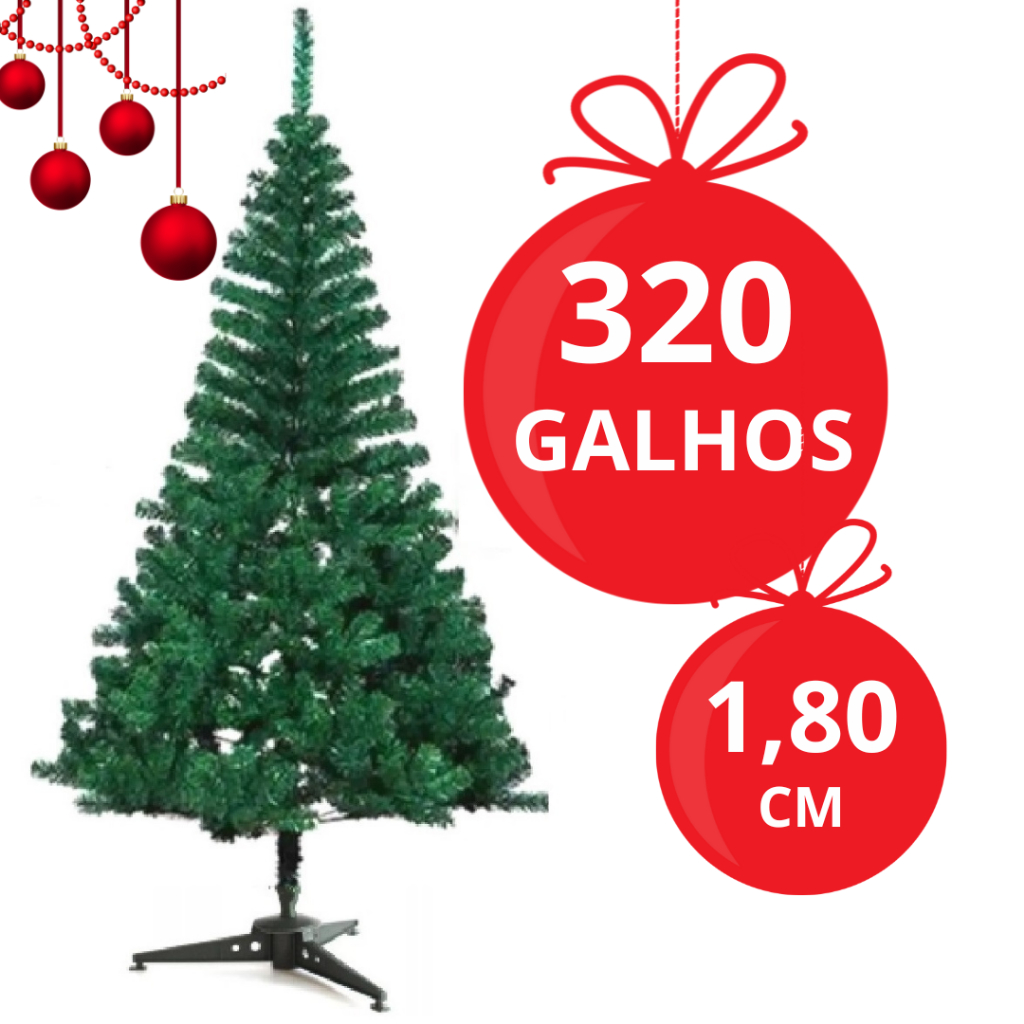 Árvore de Natal 520 galhos 1,80 metros - Importados Lili