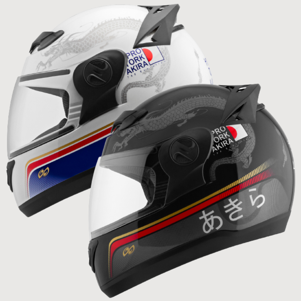 Capacete Moto Fechado Pro Tork Stealth Concept Brilhante Viseira Fumê -  Branco+Vermelho