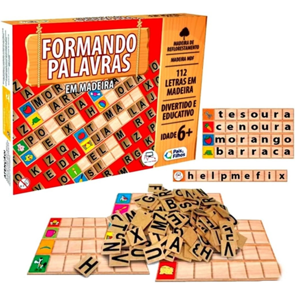 Jogo de Alfabetização Formar Palavras Com Letras do Alfabeto - Bambinno -  Brinquedos Educativos e Materiais Pedagógicos