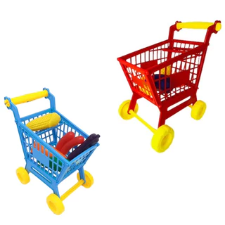Carrinho de Compras Supermercado Infantil Com 4 Legumes Peças Brinquedo Faz de Conta