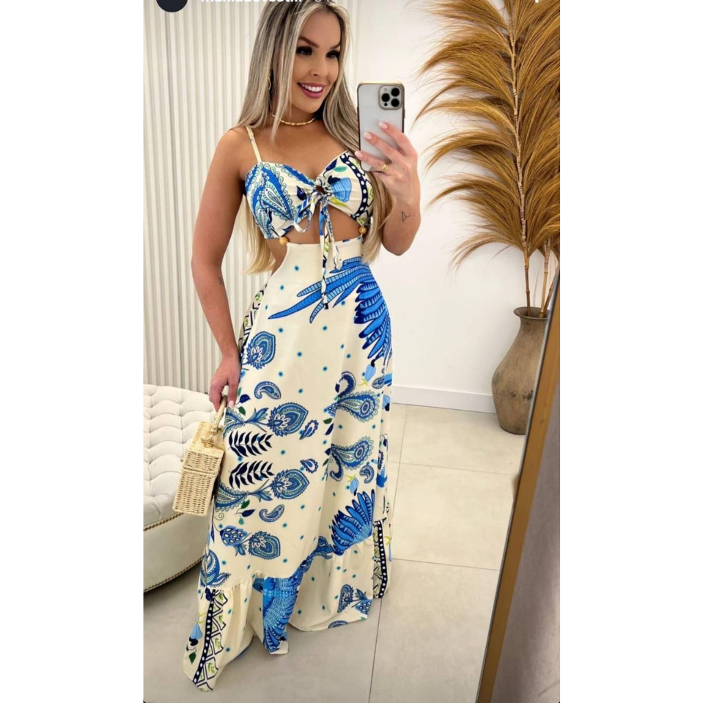 Enviado em 24 horas] Mulheres Boho Oferecem Ombro Maxi Vestido V