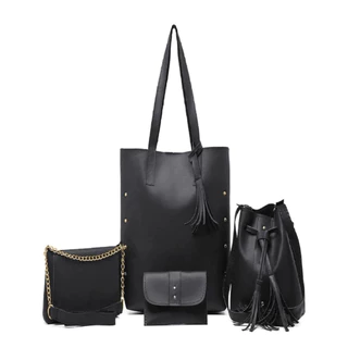 Kit Bolsa Feminina 04 Peças Bolsa sacola + saco + transversal + carteira Promoção