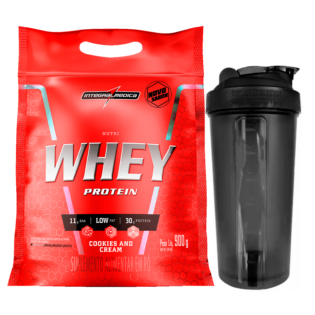 Nutri Whey Protein Isolado e Concentrado 900g Integralmédica Original + Coqueteleira 600ml