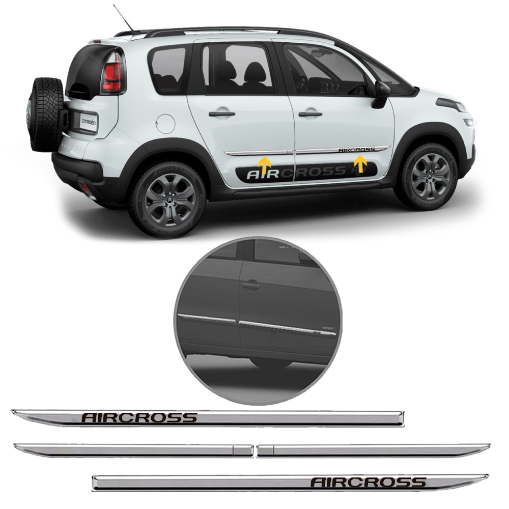 Aplique Friso Lateral Kit Cromado Slim Aircross 2011 2012 2013 2014 ...
